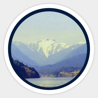 Majestic Snow Capped Mountains  Vancouver, Bristish Columbia, Pacific West Coast Sticker